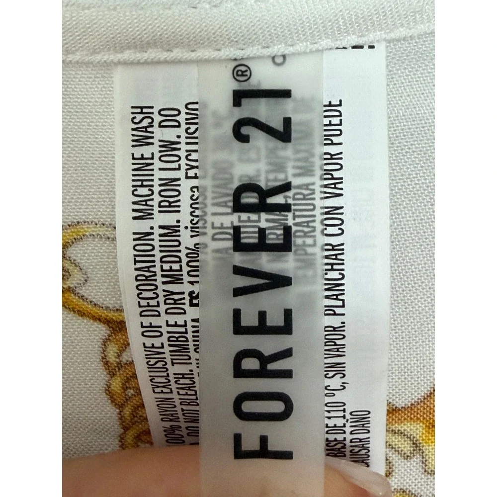 Forever 21 Baroque Chain Print Maxi Swim Cover Up White Gold Small NWT